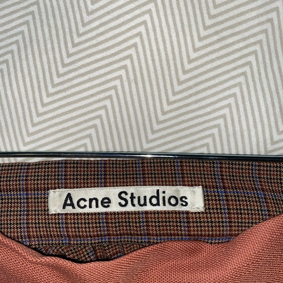 Acne Studios Electric-Pleated Asymmetrical Midi Skirt In Orange Wool Blend sz 36 - Picture 9 of 10